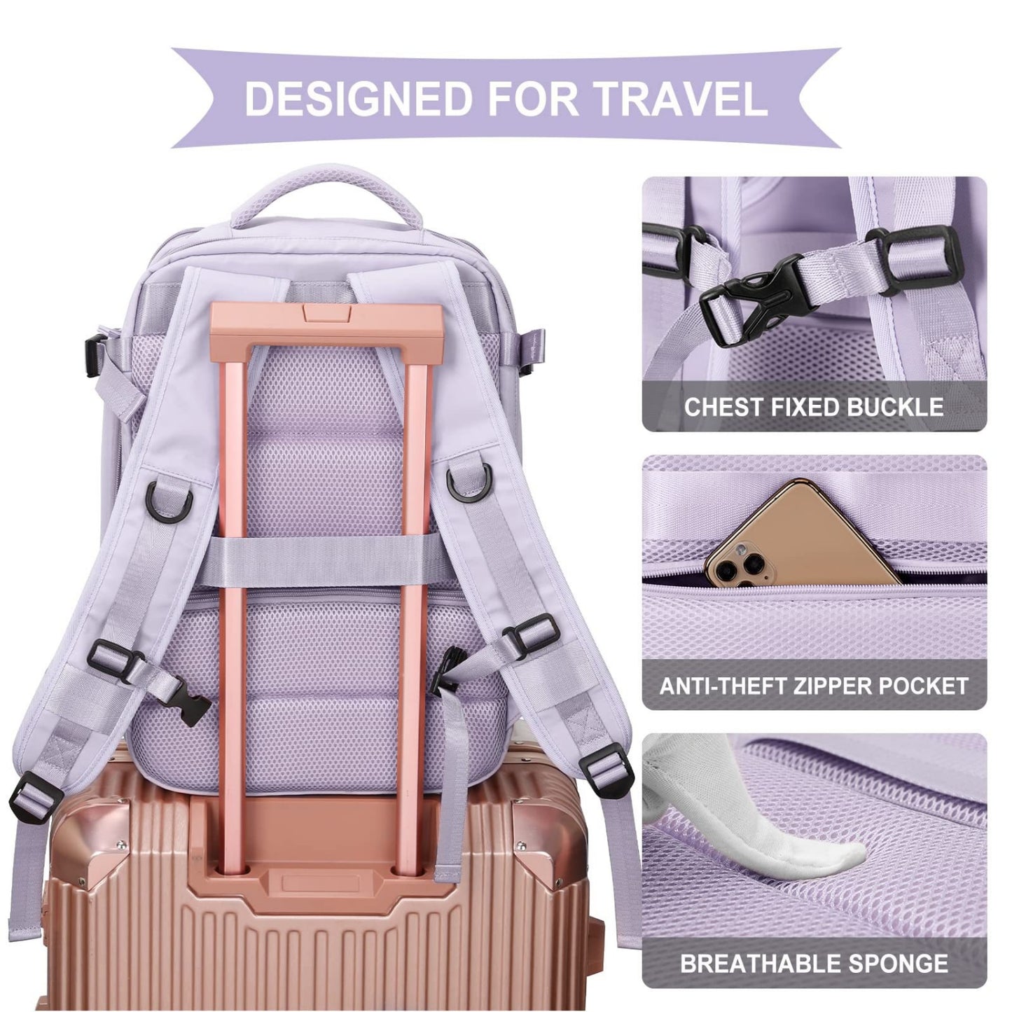 Lightweight Large Capacity Travel Backpack with USB Charging