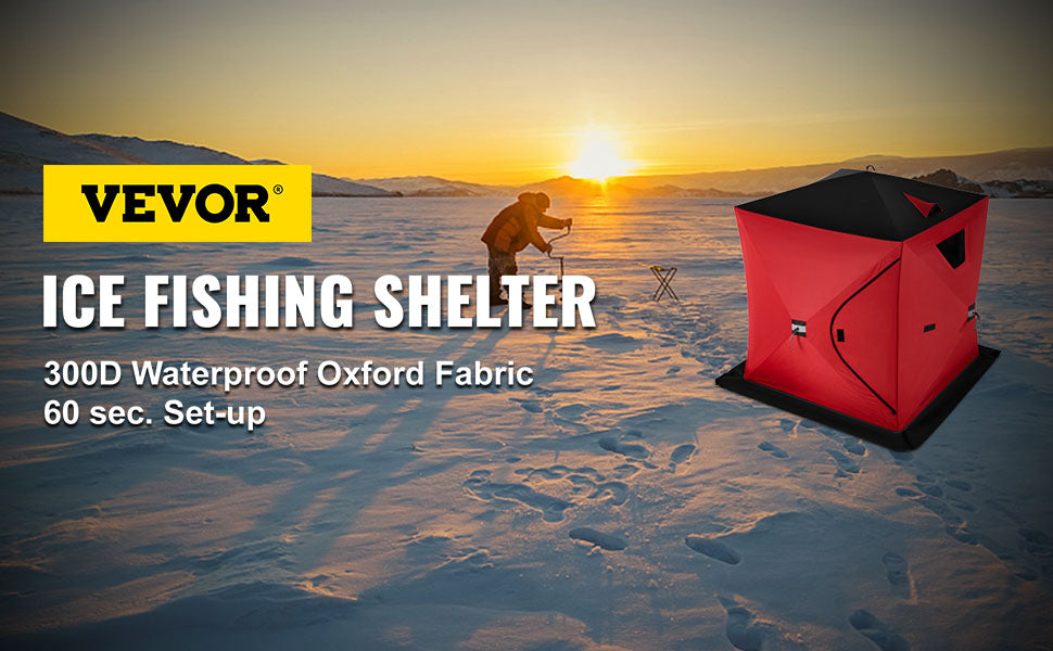 VEVOR Ice Fishing Tent Warm Awning Pop-Up 2-Person Oxford Fabric Waterproof Windproof Canopy for Winter Fishing Camping Hiking - littleblackbears