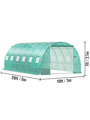 VEVOR Walk-in Galvanized Framed Tunnel Greenhouse & Waterproof Cover