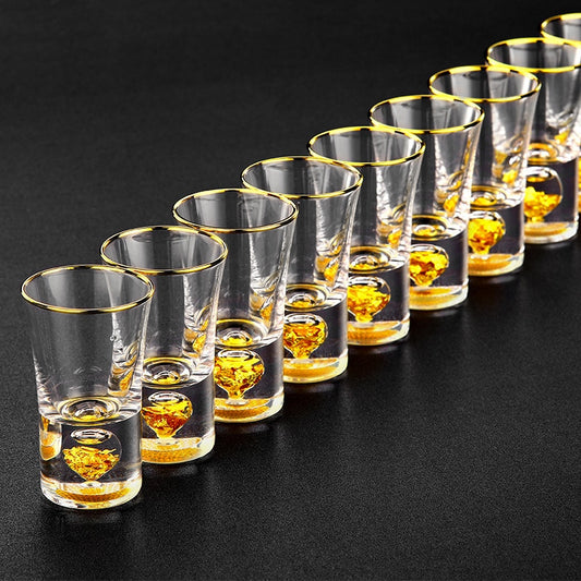 Lead-free Crystal Glass Gild Built In 24K Gold Leaf Small Shot Glass - littleblackbears