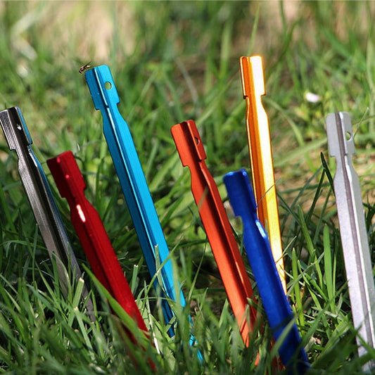 18cm Tent Pegs Aluminum Tent Stakes Nail For Camping Tent Rope Ultralight Tent Accessories - littleblackbears